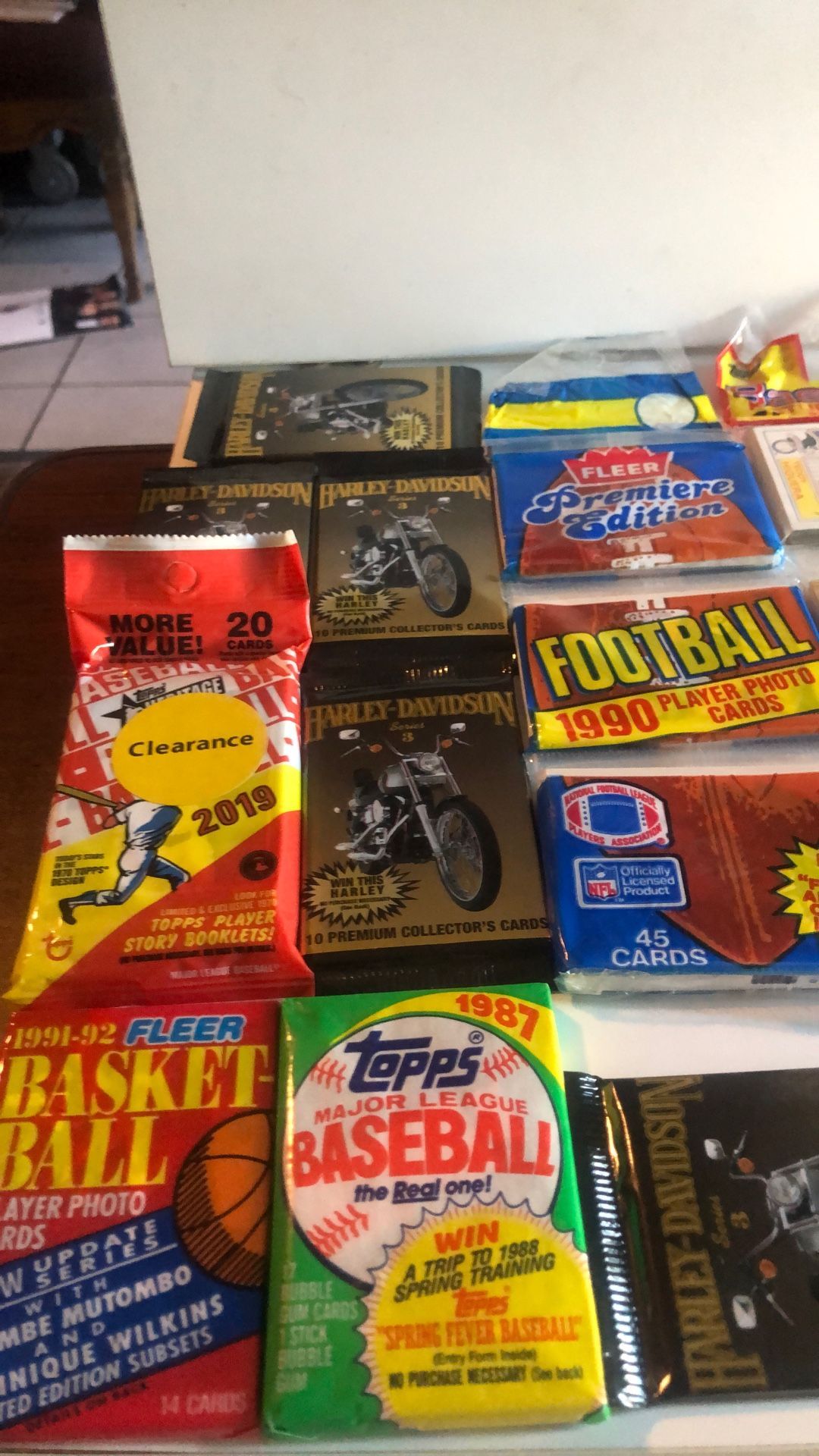 Trading Cards Baseball Basketball Football And  Harley Davidson Seal Packs Lot 