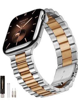 SUNFWR Compatible with Apple Watch Band 44mm 45mm 42mm 46mm 49mm for Men Women, Stainless Steel Metal iWatch Band for Apple Watch Series 11/10/9/8/7/6