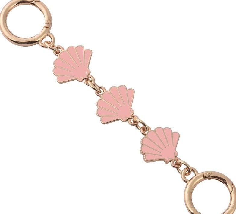 RISOMI Pink Shell Bag Extender Chain Gold Tone Purse Strap Charm Crossbody DIY Accessory