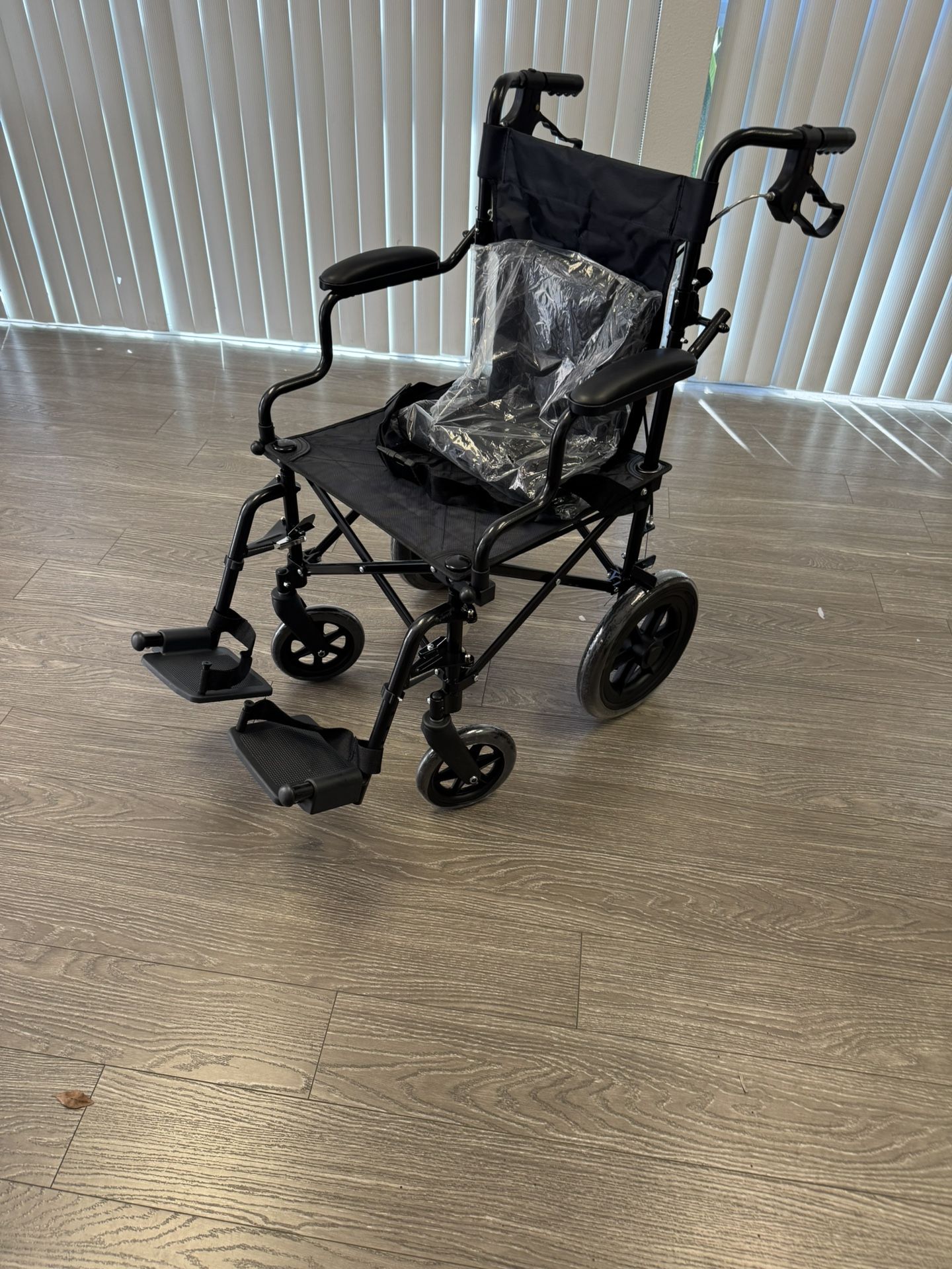 Ultralight Transport Wheelchair for Adults & Kids, Weights only 22lbs, Folding Travel Wheelchair with Handbrakes, Detachable Footrests, Swing Away Arm