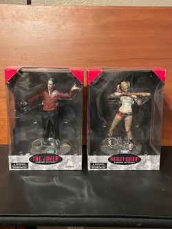 Large DC Harley Quinn and Joker statues