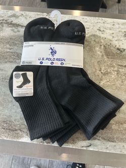 U.S. Polo Men’s  Black Crew Socks 6 Pair