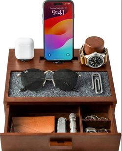Holme & Hadfield Premium Wooden Phone Docking Station with Drawer