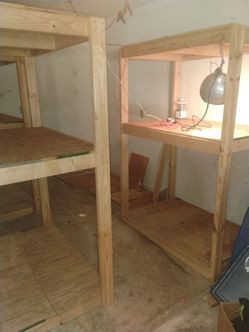 3 matching heavy duty garage shed shelf units