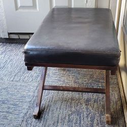 Leather and Wooden foot stool