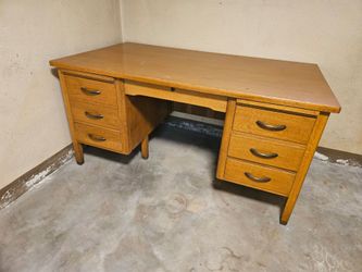 Vintage Leopold Double Pedestal Oak Desk