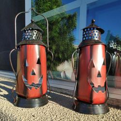Jack O Lantern Metal Pumpkin Halloween Candle Holders