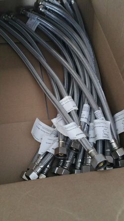 New universal braided stainless steel faucet supply lines. 1/2-Inch F.I.P. by 1/2-Inch F.I.P. by 20-Inch Water Supply Connector