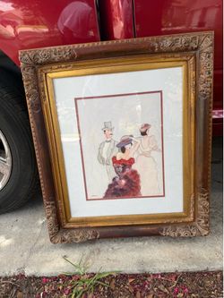 Large Beautifully Framed Art Piece - "Gentleman and a Lady" by Zule Moskowitz