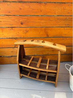 Rustic Wine Barrel Zin Tabletop Wine Bottle and Glass Rack