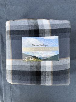 Cal King Flannel Sheet Set Soft Warm Cotton Bedding Plaid NEW