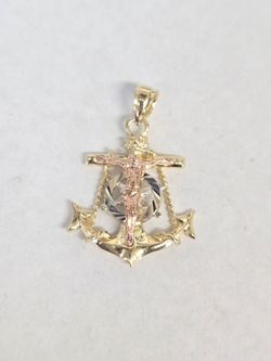 14kt Gold Religious Anchor Charm