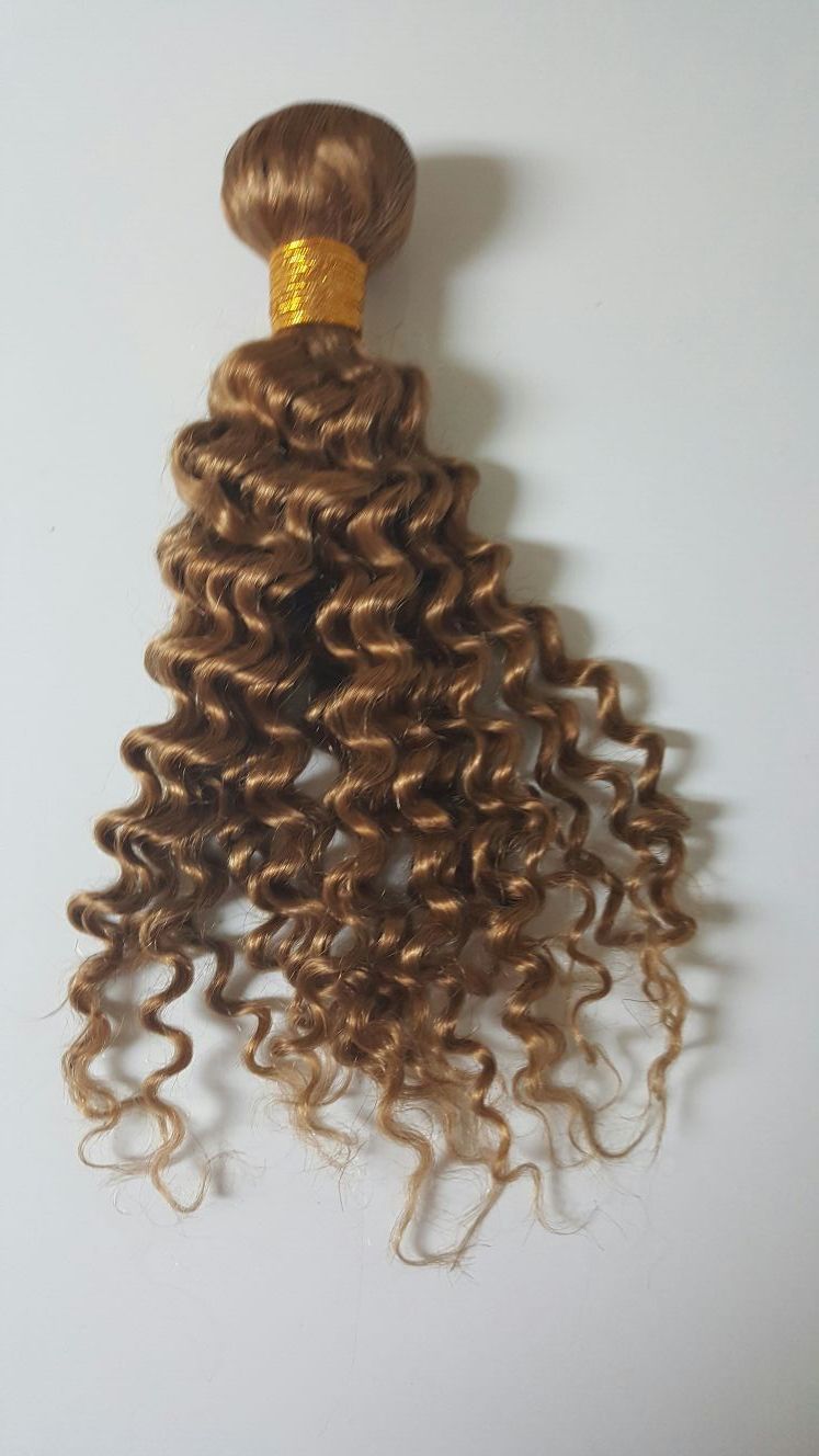 Brazilian human hair deep curly honey blonde 10,12,14