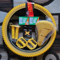 NEW Bicycle Bmx Parts Bundle 20" Yellow Classic 