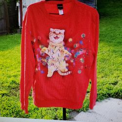 Fifth Sun Cat Light Up Christmas Sweatshirt 