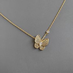 VCA Zirconia Stone Butterfly Necklace 
