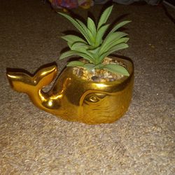 Gold Succulent Whale Decor