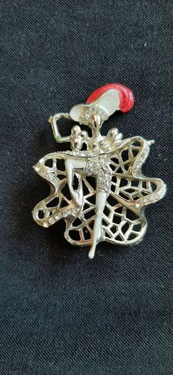Vintage Mardi Gras Can-Can Dancing Girl Brooch