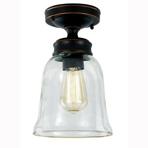 Rubbed bronze vintage bulb flush mount