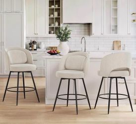 5X Linen color 26” swivel fabric barstools