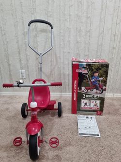 Radio Flyer 2 Trikes in 1 push handle tricycle -  steer and stroll - grows with your child toddler preschool cycle / bike