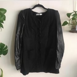 Mixed Media Black Top/Coat/Blazer