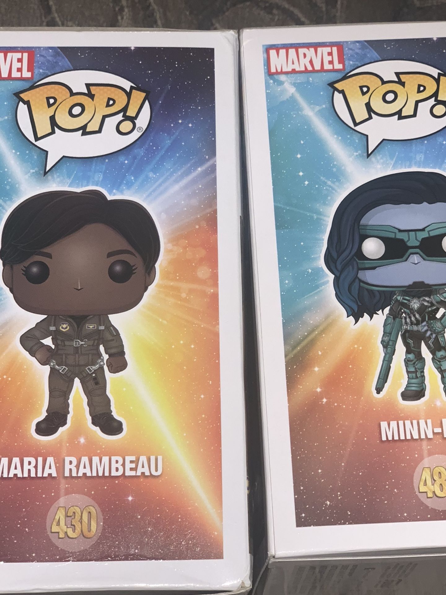 Two Captain Marvel Funko Pops