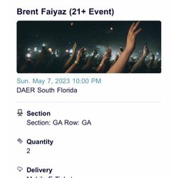 DAER NIGHTCLUB BRENT FAIYAZ MEEK MILL 2 Tickets 