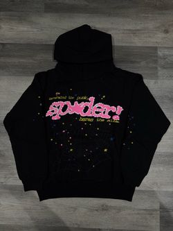 Sp5der Black Graphic Pullover Hoodie