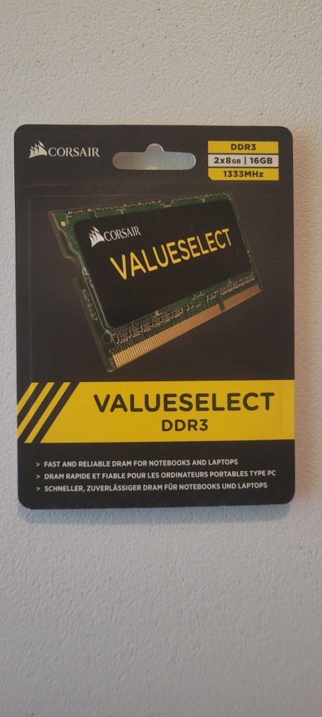 CORSAIR - ValueSelect 16GB (2PK x 8GB) 1333MHz DDR3 C9 So-DIMM Laptop Memory - Multi