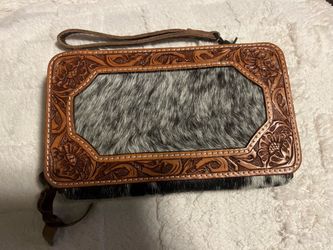 American Darling tooled leather and cowhide wallet/clutch