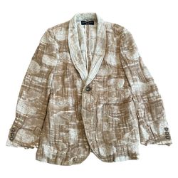 Share Spirit Homme Frayed Layer Distressed Linen Tailored Blazer Jacket Size 44 Small-Medium