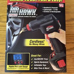 Unused Air Hawk pro automatic cordless tire inflator 
