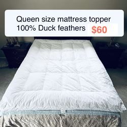 Queen size 100 % Duck feathers mattress topper.