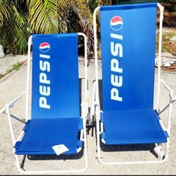 2 VINTAGE 1990s PEPSI STUFF FOLDING BEACH CHAIR PEPSI PROMO BLUE #1 W Tags New, hard to find