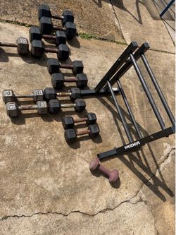 Dumbbell rack, weights, exercise