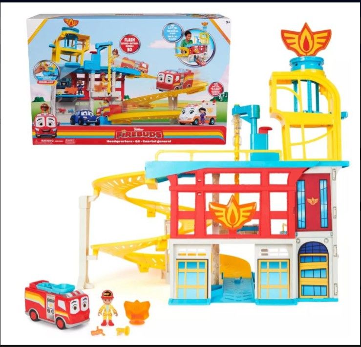 Disney Junior Firebuds HQ Playset with Lights, Sounds, Fire Truck Toy ( Brand New )