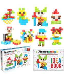 PicassoTiles 102pcs Pixel Magnetic Puzzle Cube 1”