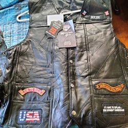 Leather Motorcycle Vest (Large)