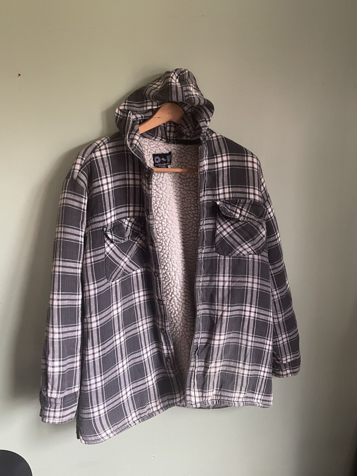  Sherpa Lined Hooded Flannel Jacket 