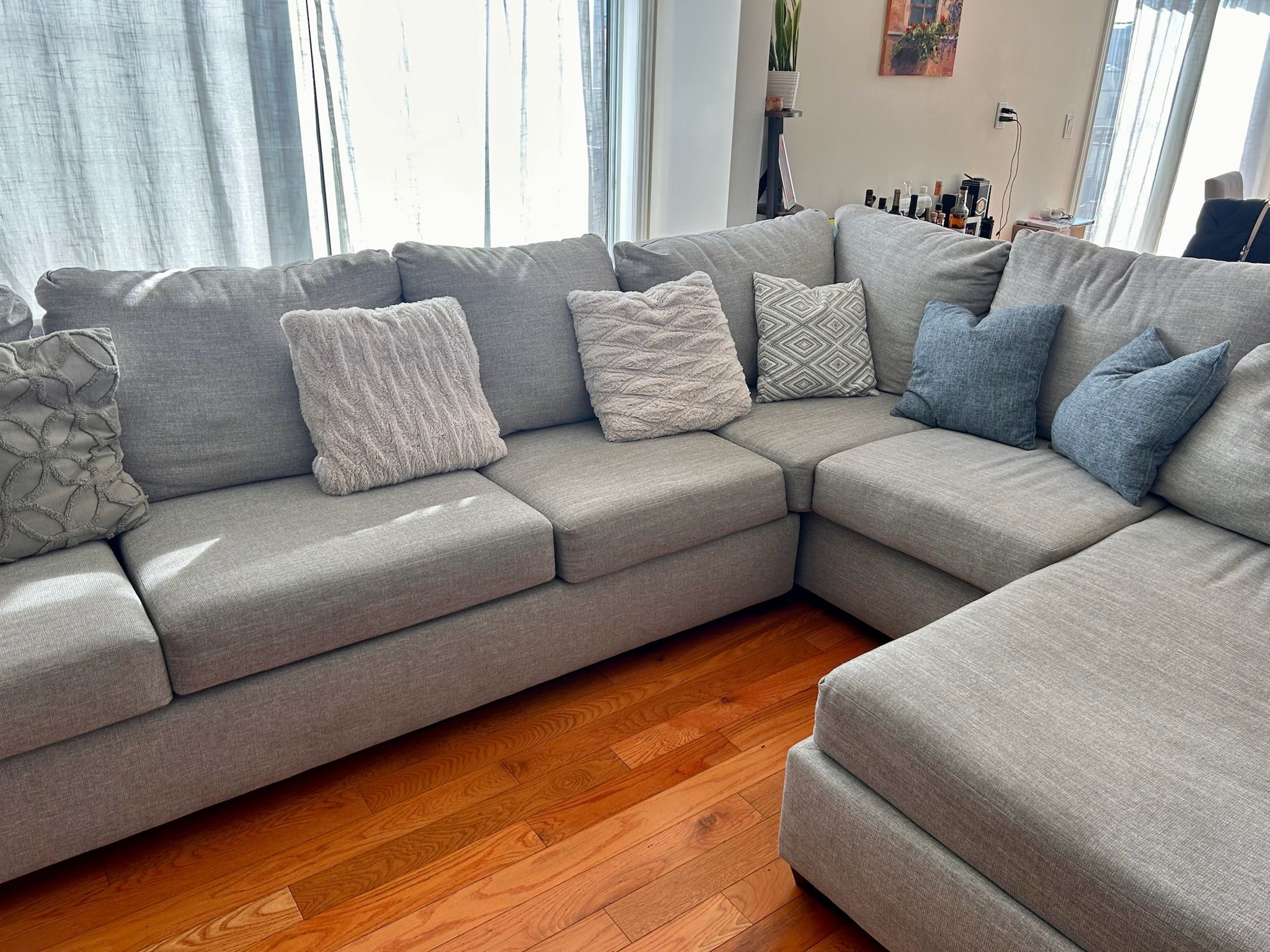 2 Piece Modular Sectional Couch 135 Inches. Accent pillows...