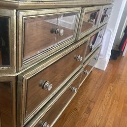 Vintage Style Mirrored Dresser Chest with Wood Drawers