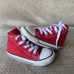 Size 8C Converse Chuck Taylor All Star High-Top Sneaker - Baby / Toddler - Red