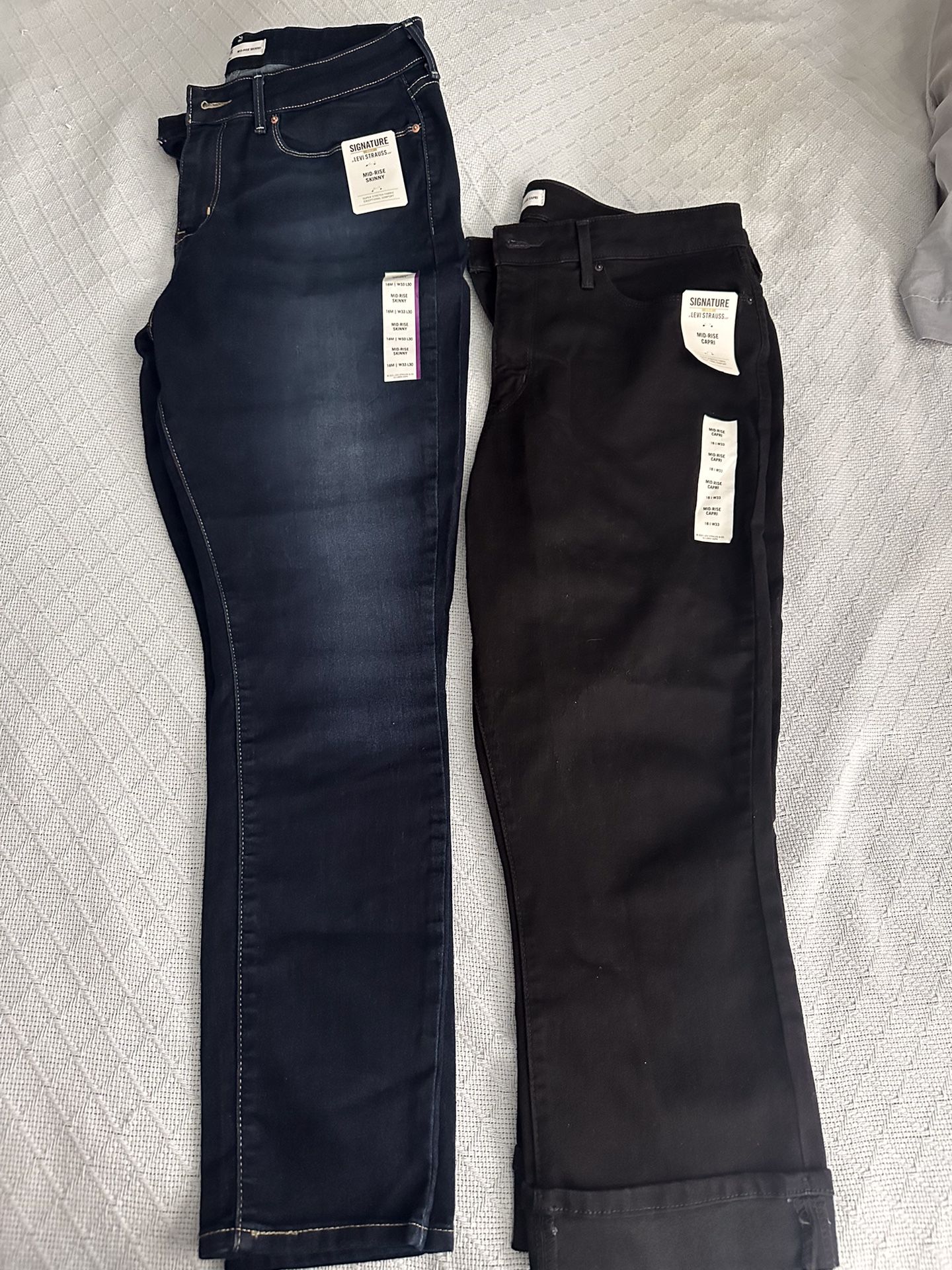 Brand New- 2 Pair of Signature Levi Strauss Mid-Rise Jeans. Size 16.