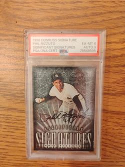 Autograph Phill Rizzutto Baseball Card Graded Grade 6 Signature Grade 9