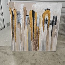 Large Gold Drip Abstract Canvas