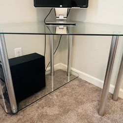 Modern Tempered Glass Corner Computer Desk 