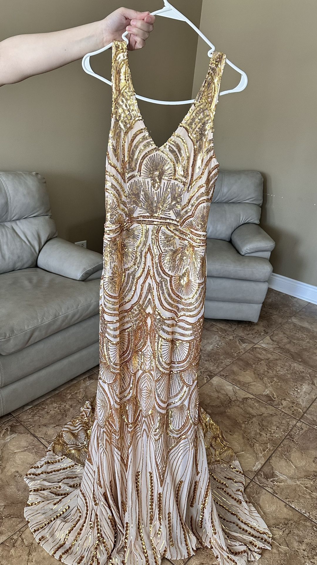 Gold Sequin Formal Dress