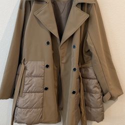New York Women’s 3X Tan Quilted Trench Coat/Jacket