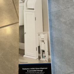 New. Slim Storage Cabinet With Toilet Tissue Dispenser 